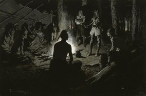 Rat des französischen Entdeckers mit den Indianern von Frederic Remington