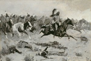 Rote Lodges rauschen durch die Linie von Frederic Remington