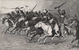 Der Angriff auf den Sonnenpfahl von Frederic Remington