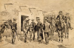 U.S. Kavallerie jagt Garza-Männer am Rio Grande von Frederic Remington
