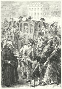 Ludwig XVI. wird nach dem Angriff des Mobs auf den Palast von Versailles nach Paris gebracht