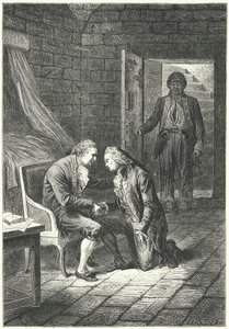 Ludwig XVI. von Frankreich erhält die Nachricht von seiner Verurteilung wegen Hochverrats von seinem Anwalt Malesherbes