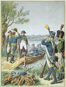 Napoleon Bonaparte und Massena auf der de Lobau nach der Schlacht von Essling, 22. Mai von Frederic Theodore Lix
