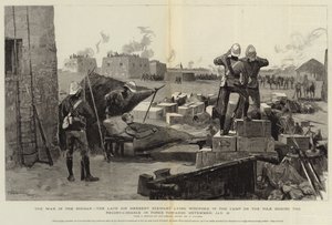 Der Krieg im Sudan, der verstorbene Sir Herbert Stewart liegt verwundet im Lager am Nil während der Aufklärung in Richtung Metemmeh, 21. Januar