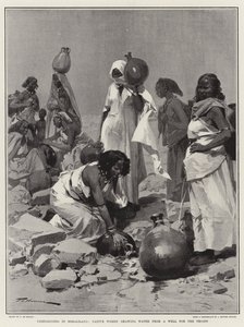 Kampagne in Somaliland, einheimische Frauen schöpfen Wasser aus einem Brunnen für die Truppen von Frederic de Haenen