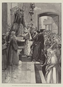 Gründonnerstag am Heiligen Grab, Küssen der Säule, an der Christus gegeißelt wurde