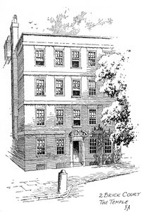 Oliver Goldsmiths Haus, 2 Brick Court, Temple, London, 1912 von Frederick Adcock