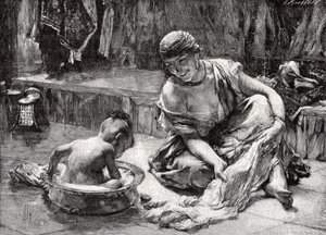 Kinderbad, Ägypten von Frederick Arthur Bridgman