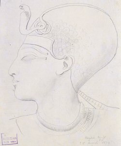 Studie eines Reliefs des Kopfes von Seti I. im Tempel von Seti I., Abydos von Frederick Arthur Bridgman