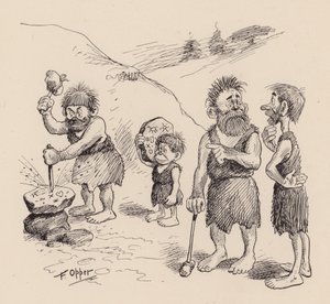Unsere antediluvianischen Vorfahren von F. Opper: Nummer Neunundzwanzig (Litho)