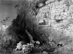 Kopf von Itzam Na, Izamal, Yucatan, Mexiko, 1844 von Frederick Catherwood