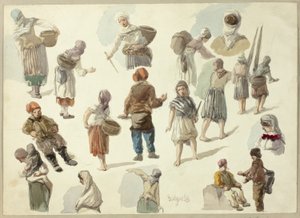 Skizzen von Bauern in Boulogne von Frederick Christian Lewis