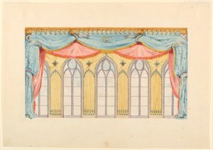 Fensterdekoration, wahrscheinlich für die Ostwand des Musikzimmers, Royal Pavilion, Brighton, 1820 von Frederick Crace