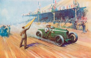 Sir Henry Segrave erzielt den ersten britischen Sieg in einem Grand Prix mit dem 2-Liter-Sunbeam auf dem Tours-Kurs (Farblitho) von Frederick Gordon (after) Crosby