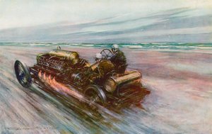 Der berühmte "200" Darracq, mit dem Sir Algernon Guinness, Bart, 1908 120 mph erreichte (Farblithografie) von Frederick Gordon (after) Crosby
