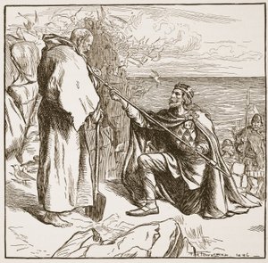 Egfrid bittet St. Cuthbert, Illustration aus 