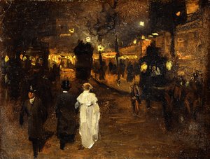 Charing Cross Road bei Nacht, London, ca. 1905