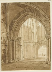 Innenansicht der Nordvorhalle der St. Mary Redcliffe von Frederick Mackenzie