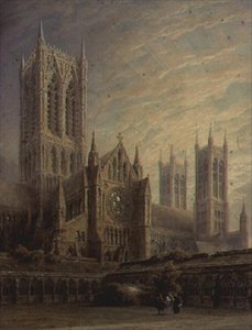 Kathedrale von Lincoln von den Kreuzgängen, 19. Jahrhundert