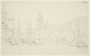 St. Mary Redcliffe und Redcliffe Wharf von der Prince Street Bridge von Frederick Mackenzie