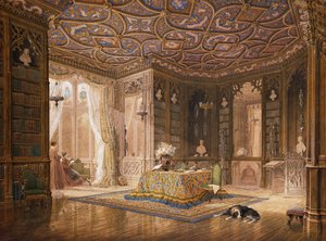 Die Bibliothek von Stanmore Hall, dem Sitz von Robert Holland, Esq