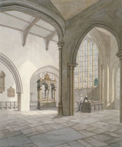Innenansicht Südwest der Kirche St. Helen, Bishopsgate, City of London, 1820 von Frederick Nash