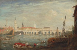 Das Monument und die London Bridge von Frederick Nash