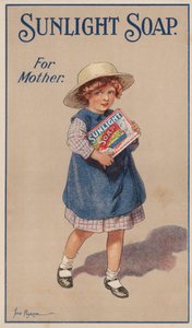 Kleines Mädchen trägt eine Seifenkiste für ihre Mutter: Werbung für Sunlight-Seife von Frederick Pegram