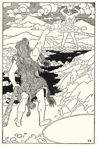 Herkules sah das Gesicht des Riesen mit all seinen riesigen Zügen von Frederick Richardson