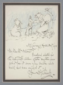 Autographenbrief mit Skizze von Frederick Stuart Church