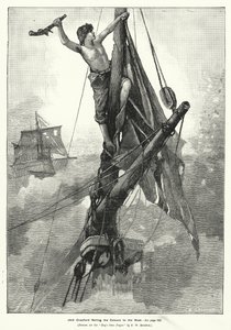 Jack Crawford hisst die Farben am Mast (Gravur) von Frederick William (after) Burton
