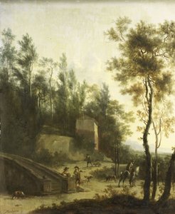 Italienische Landschaft mit Jägern von Frederick de (manner of) Moucheron