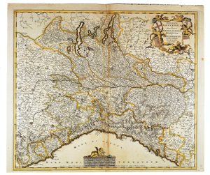 Republik Genua, Herzogtum Mailand, Parma und Monferrato, Karte von Frederik de Wit, Amsterdam, Kupferstich