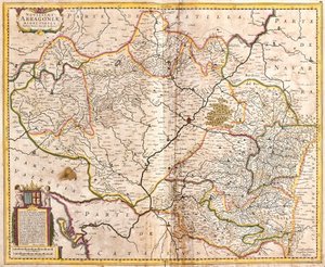 Karte des Königreichs Aragon (Spanien) (Radierung)
