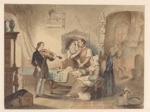 Charles Auguste de Bériot spielt Geige für eine Gesellschaft von Frederik Carel de Graaff (signed by artist)