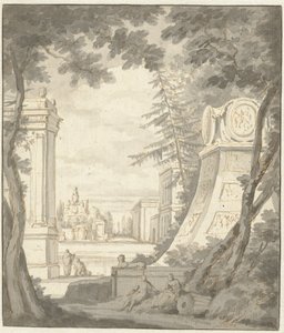 Fantasielandschaft mit klassizistischer Architektur von Frederik de Moucheron