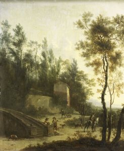 Italienische Landschaft mit Jägern von Frederik de Moucheron
