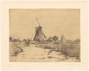 Mühle an einem Graben von Frederika Henriëtte Broeksmit (signed by artist)