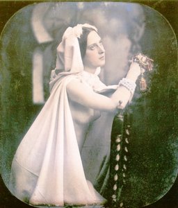 Eine Frau, die auf einem Stuhl kniet und betet, 1850