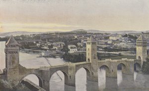 Cahors, Pont Valentré und Blick vom linken Ufer des Lot