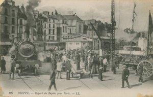 Abfahrt des Paris-Express von Dieppe. Postkarte von 1913. von French Photographer