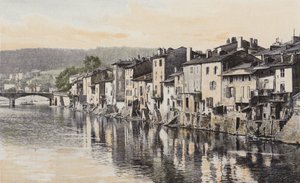 Épinal, Alte Häuser am Quai Rualménil, am Ufer der Mosel von French Photographer