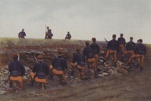 Französische Infanterie bei Manövern (Farbfoto)