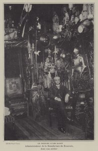 Französischer Maler Jules Badin, Leiter der Beauvais-Teppichmanufaktur, in seiner Werkstatt