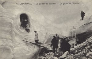 Eishöhle und Leiter, Bossons Gletscher, Chamonix, Frankreich