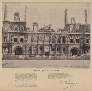 Die Kommune von Paris, Ruinen des Hôtel de Ville, Fassade von French Photographer