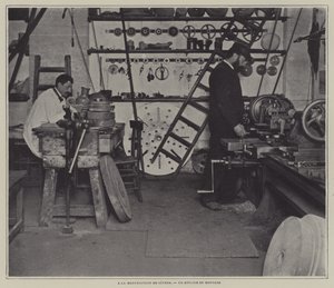 Montagewerkstatt in der Porzellanfabrik von Sèvres, Frankreich von French Photographer
