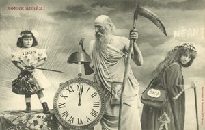 Neujahrskarte mit Father Time