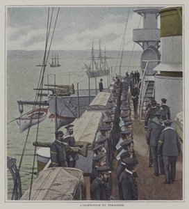 Sonntagsinspektion an Bord eines französischen Kriegsschiffs von French Photographer