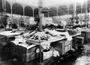 Der Fischmarkt in Les Halles, Paris, späte 19. Jahrhundert